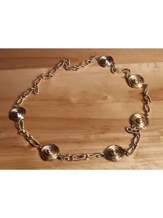 Womens Belt Gold Tone Spiral Rose Medallions connected by chain links 36\